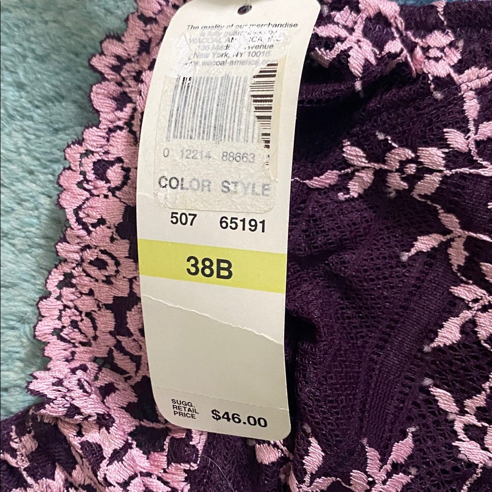 Wacoal Lace Underwire Bra - Deep Purple and Soft Pink - Picture 2 of 3